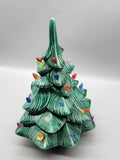 Vintage 1974 GARE Inc Green Ceramic Christmas Tree Figurine Medium Lights Bulbs