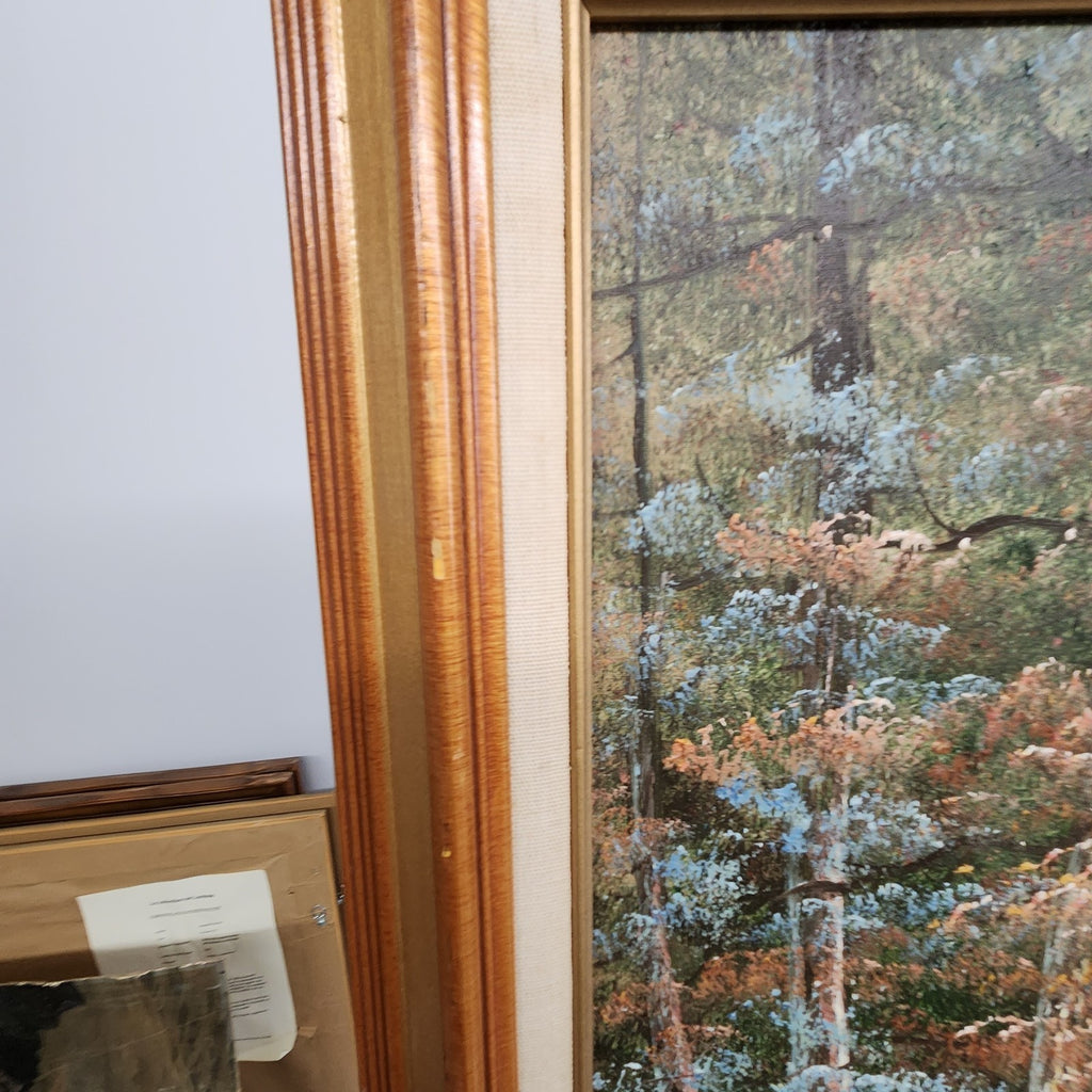 Vintage Large Framed Mountain Landscape Oil Painting on Canvas 41” x 29”