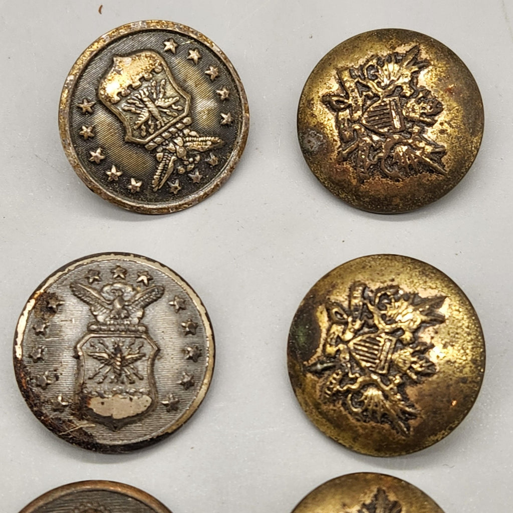 Vintage WW2 US Military Uniform Button Lot 8 Brass Eagle Shield Waterbury NY