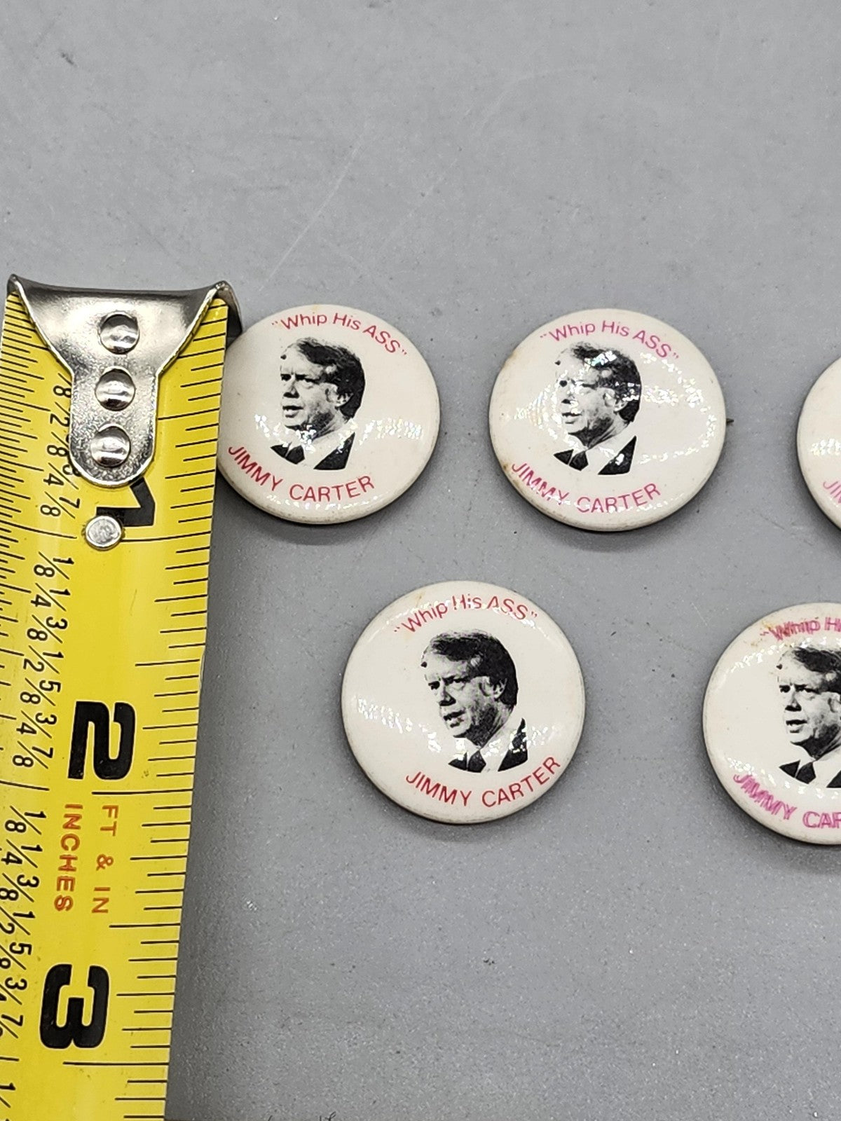 Vintage Jimmy Carter Campaign Pinback Buttons Lot 5 Whip His ASS White Political