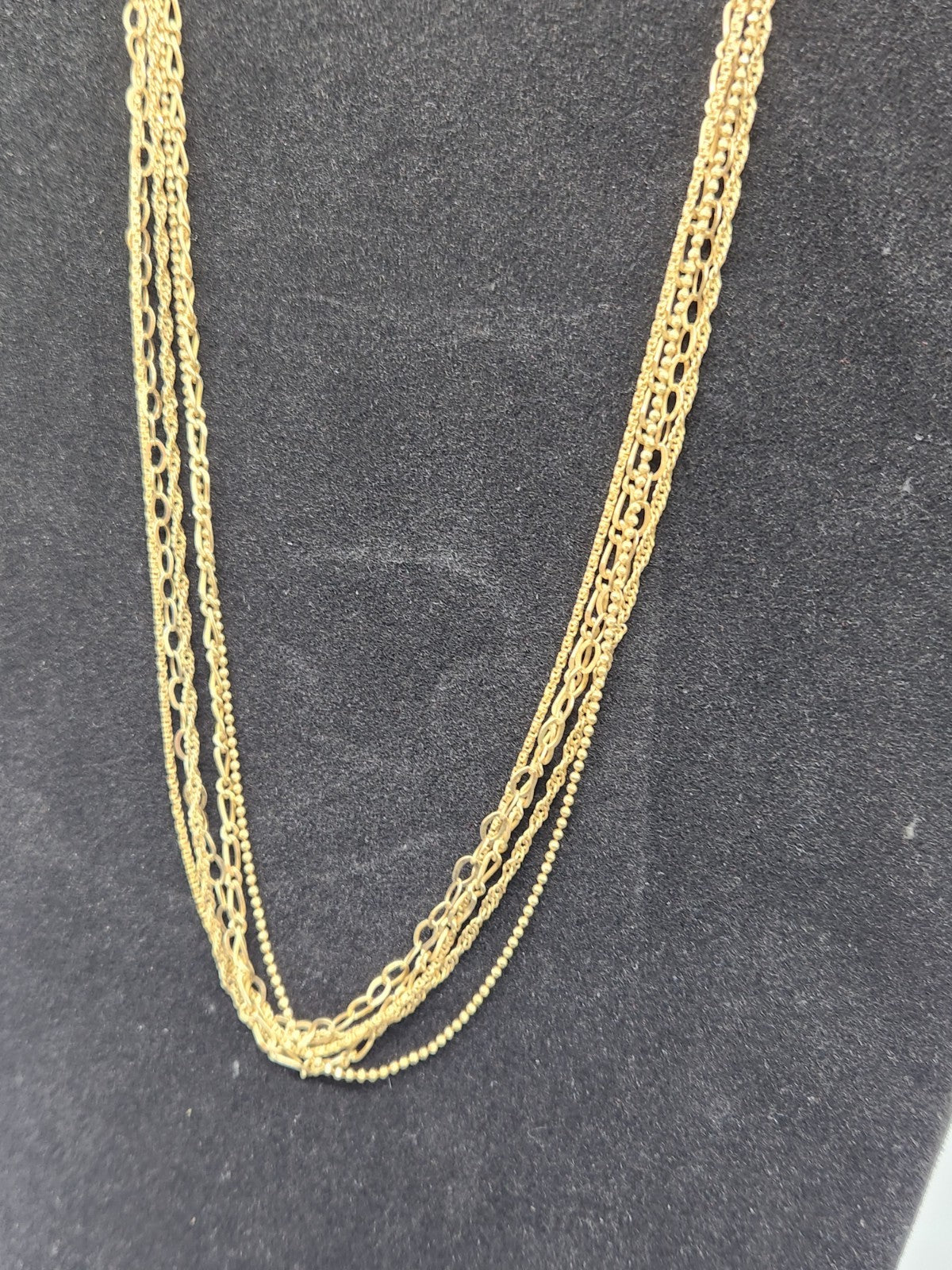 Vintage BSE Italy Layered Gold Tone Necklace Multi Chain Adjustable Statement...