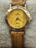 Jean Paul Watch Womens Gold Tone Roman Bezel Quartz Leather Band Parts Repair