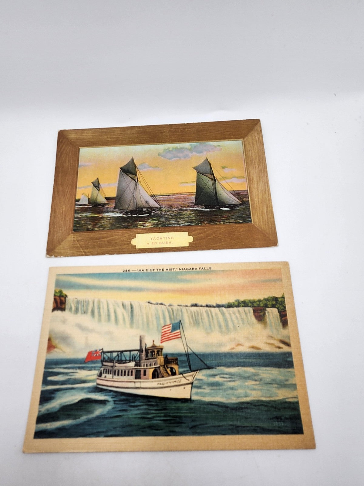 Vintage 1941 Niagara Falls Maid Of The Mist Yachting Linen Postcards Lot Of 2