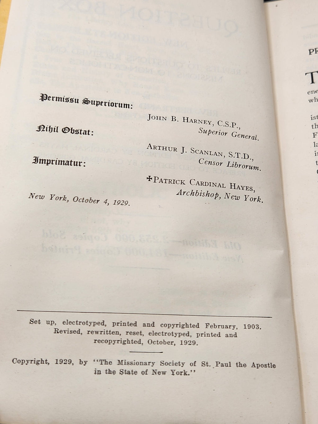 Vintage 1929 “The Question Box” by Rev. Bertrand L. Conway Catholic Apologetics