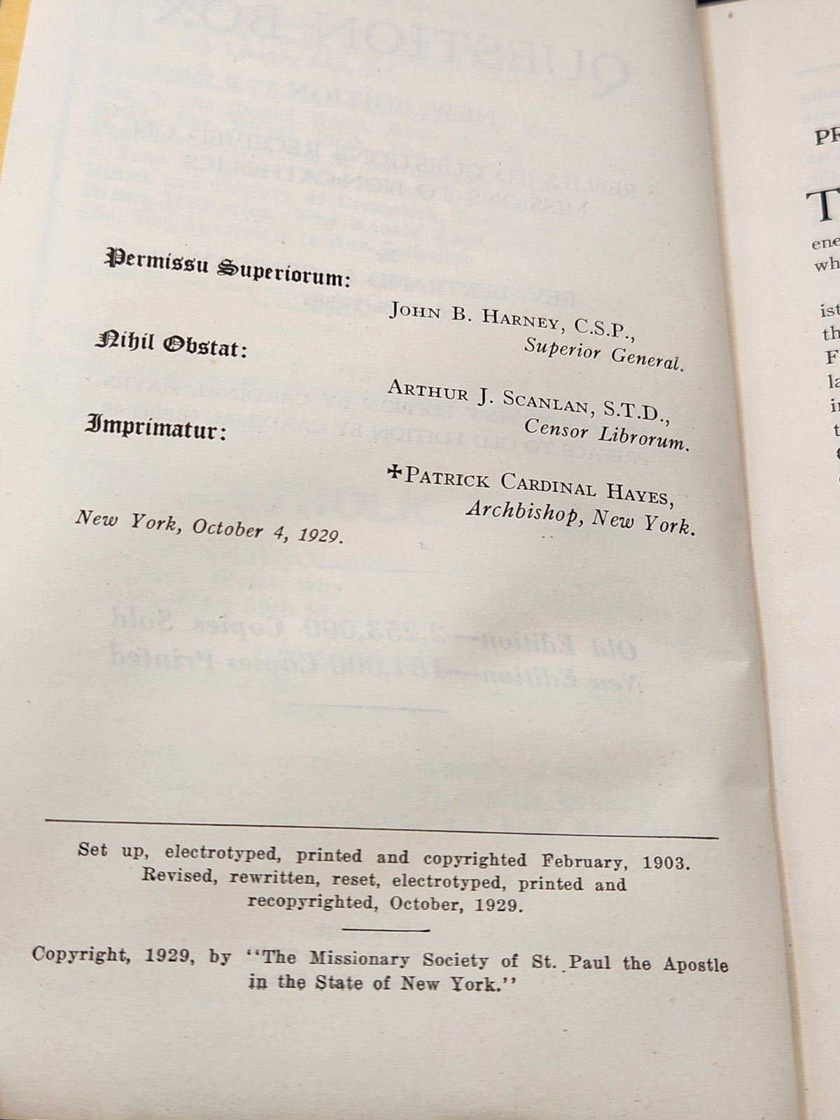 Vintage 1929 “The Question Box” by Rev. Bertrand L. Conway Catholic Apologetics