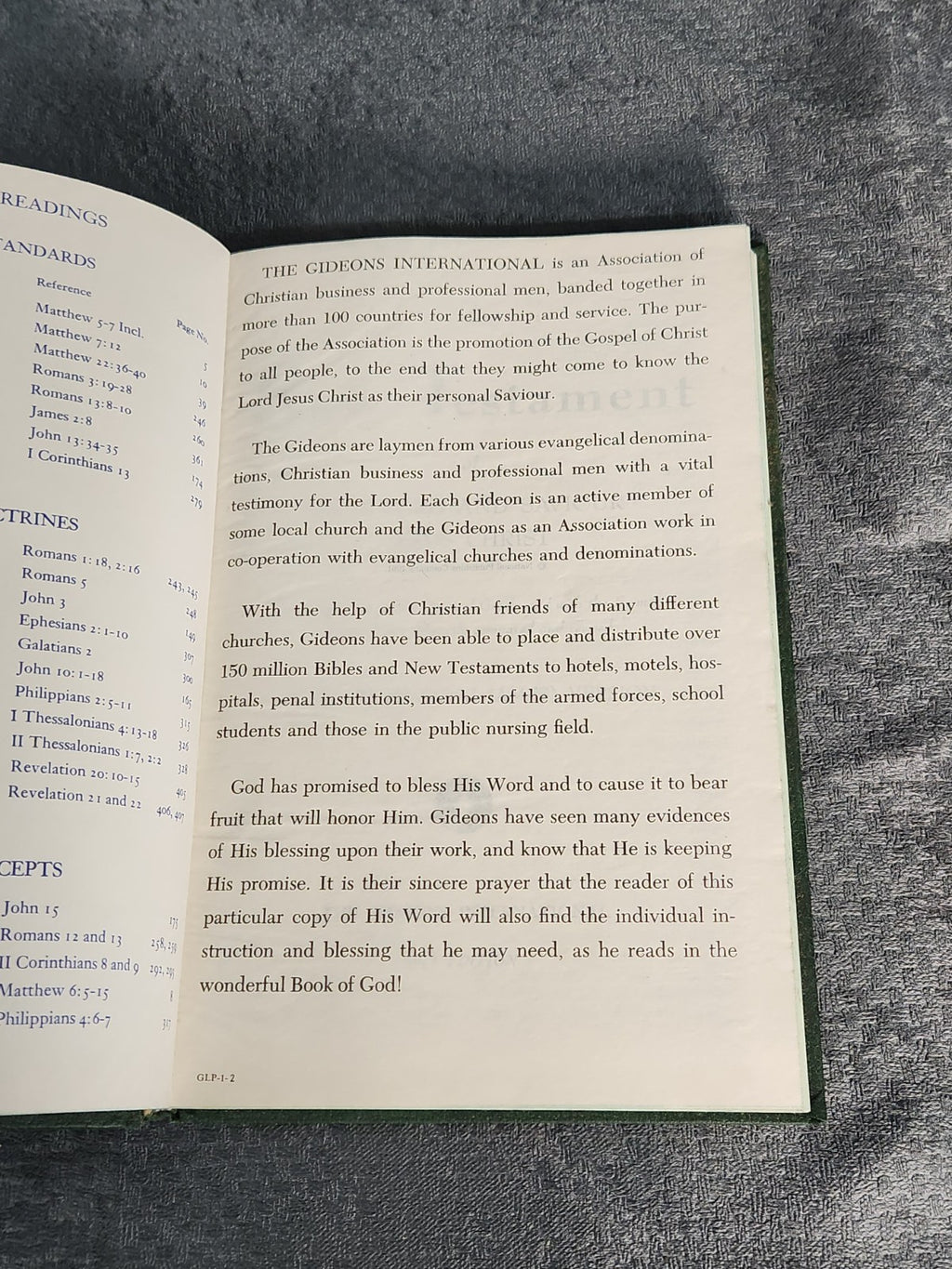 Vintage Gideons New Testament Psalms Bible Green Hardcover Hotel Edition