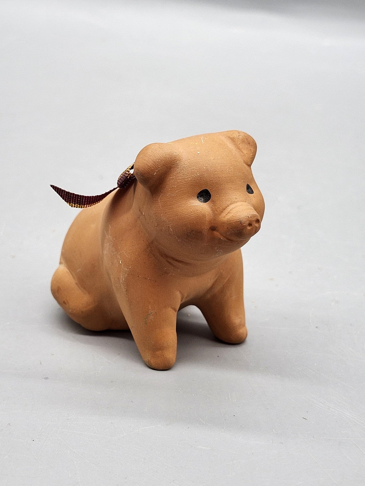 Vintage 1987 Applause Pig Figurine Small Brown Terra Cotta Autumn Festival Decor