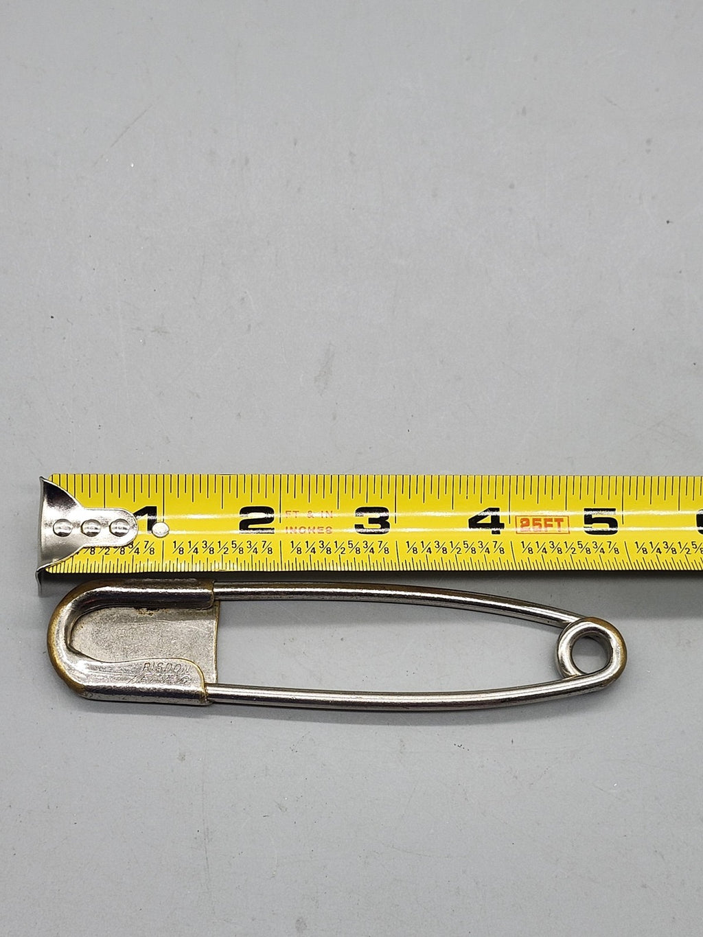 Vintage Risdon Key-Tag Safety Pin Silver Metal Keychain Holder Large Utility
