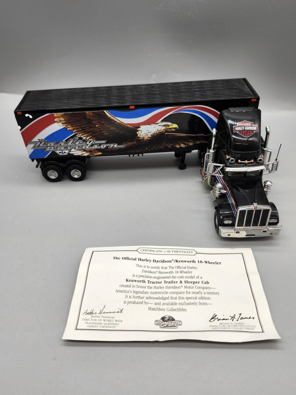 Vintage Matchbox Harley-Davidson Kenworth 18-Wheeler Diecast Truck Toy Black
