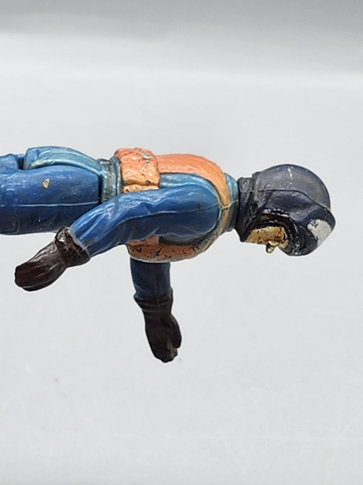 Vintage Blue Pilot Soldier Action Figure Plastic Toy Loose Helmet Hong Kong