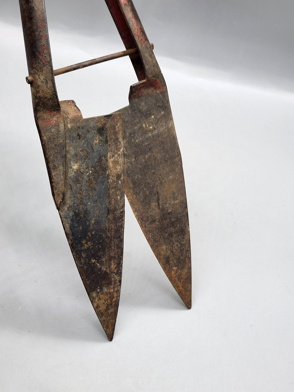 Vintage Metal Sheep Shears Red Handle Primitive Farm Tool Rustic Decor