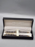 Pierre Cardin Pen Set Silver Gold Tone Metal Gift Box Office Desk Writing
