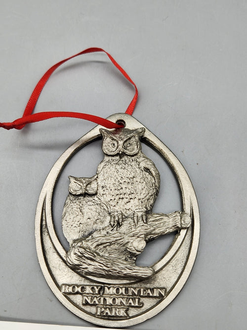 2006 Michael Ricker Rocky Mountain National Park Owl Pewter Ornament w/ COA