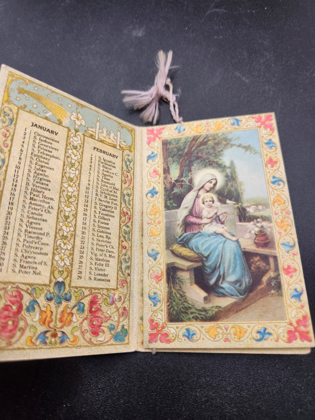 Vintage Mini Religious Prayer Calendar Booklet Printed In Italy