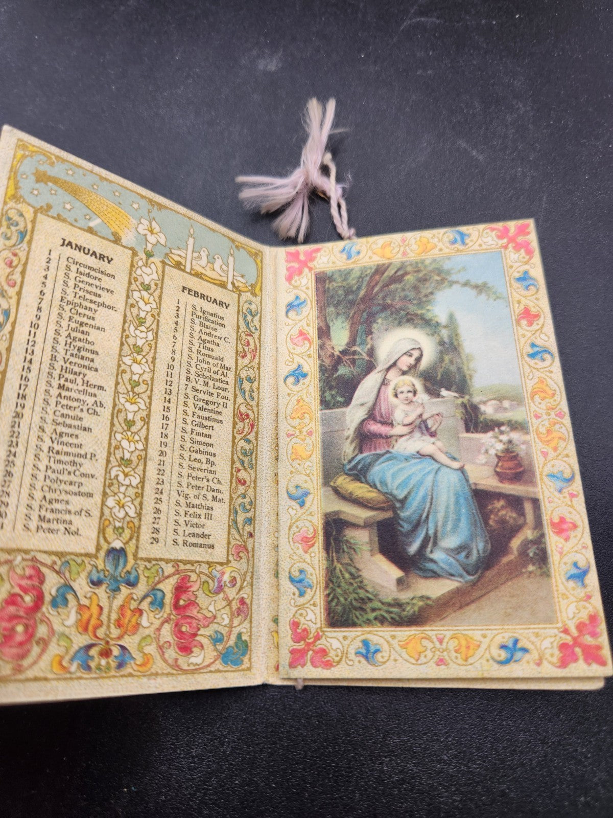 Vintage Mini Religious Prayer Calendar Booklet Printed In Italy