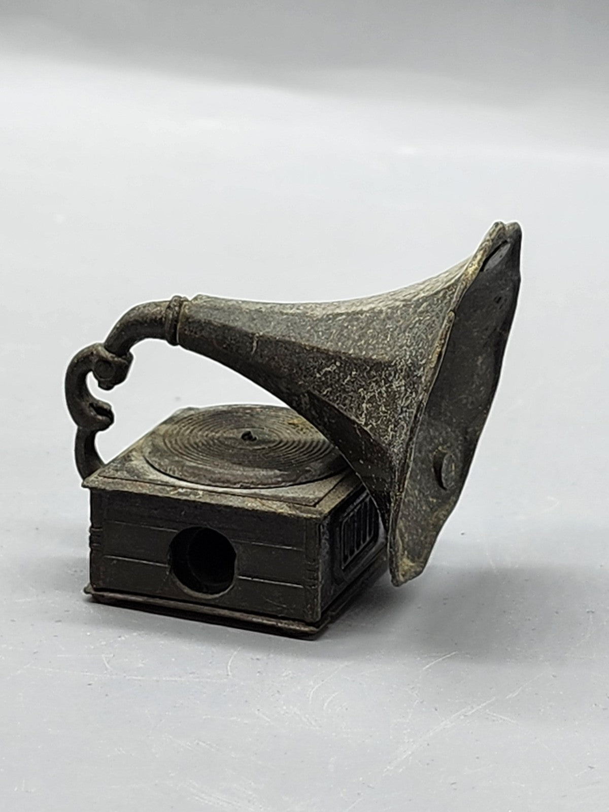 Vintage Gramophone Pencil Sharpener Mini Metal Phonograph Hong Kong Desk Decor