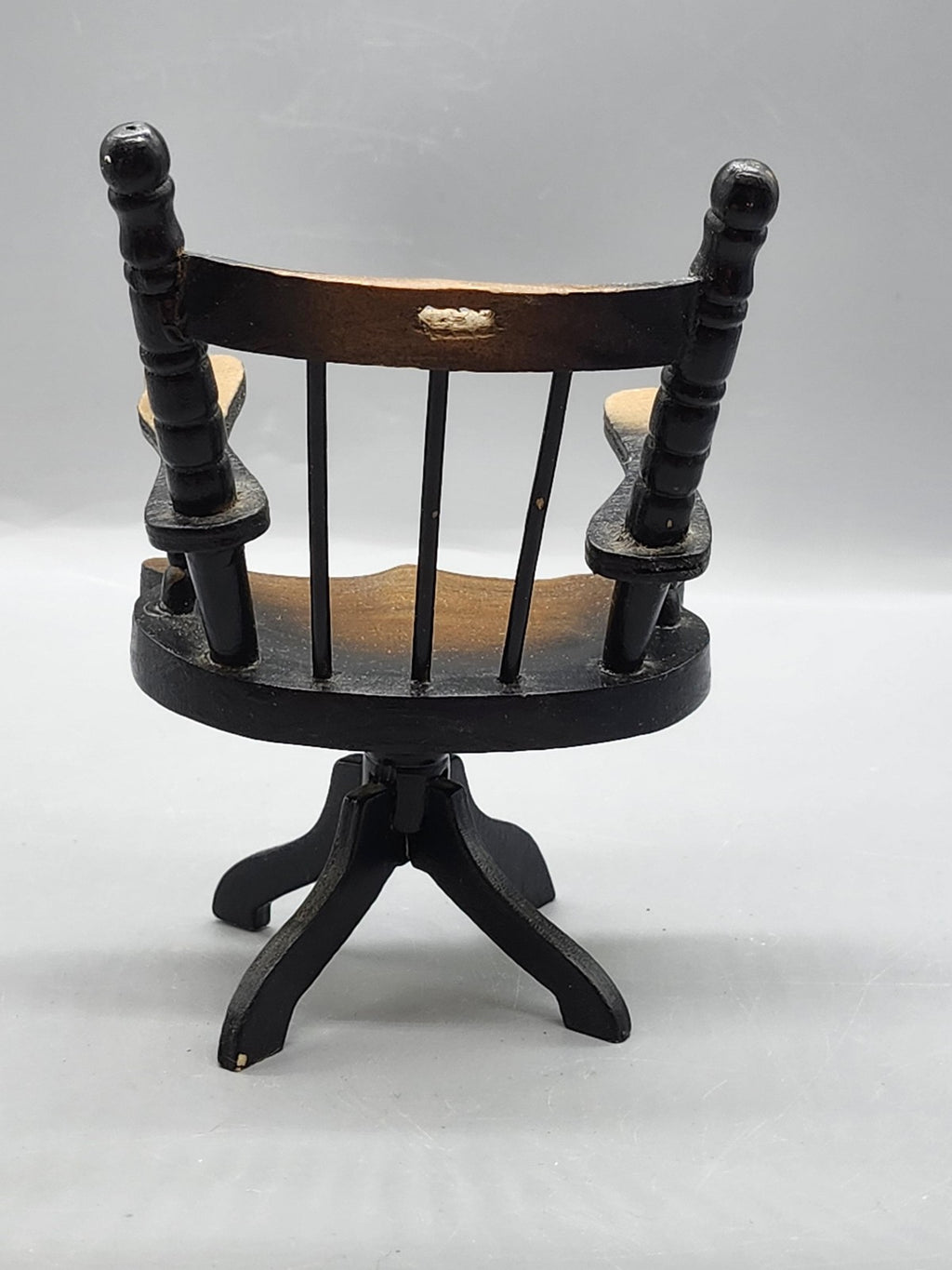 Brown Wood Dollhouse Victorian Desk Chair Miniature Swivel Armchair Furniture