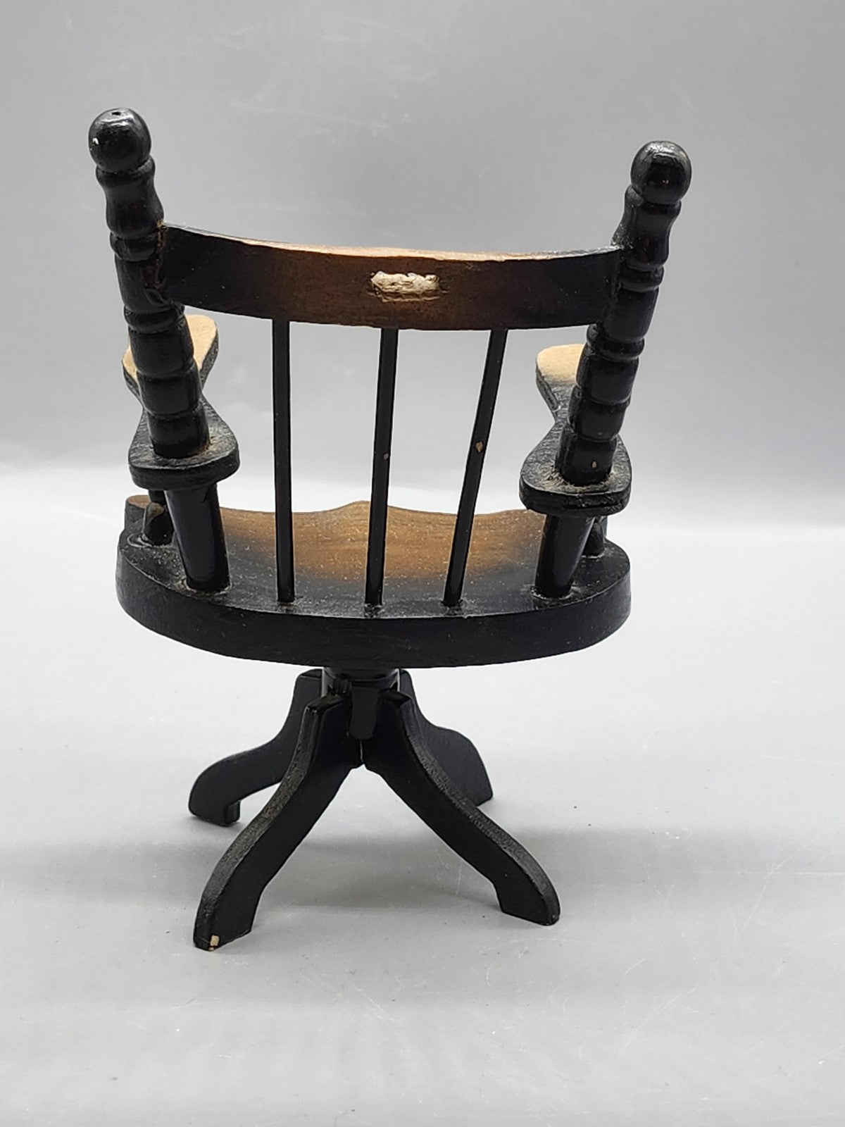 Brown Wood Dollhouse Victorian Desk Chair Miniature Swivel Armchair Furniture
