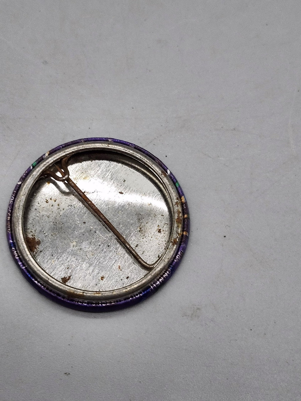 Vintage Peace And Justice Central America Pinback Button Purple Slogan Activism
