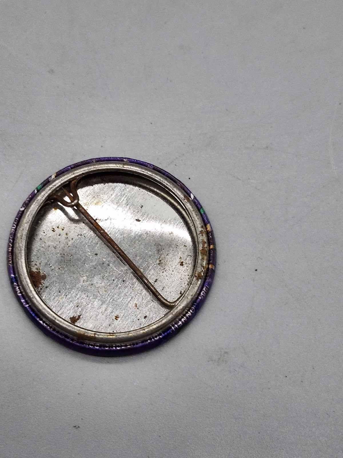 Vintage Peace And Justice Central America Pinback Button Purple Slogan Activism