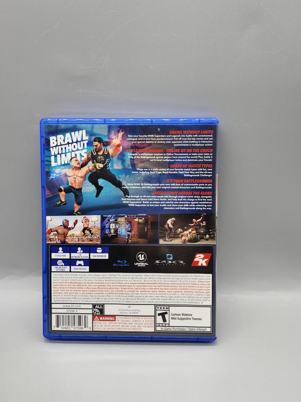 WWE 2K Battlegrounds PlayStation 4 PS4 Game T 2K NTSC-U/C 2020 Disc Blue Case