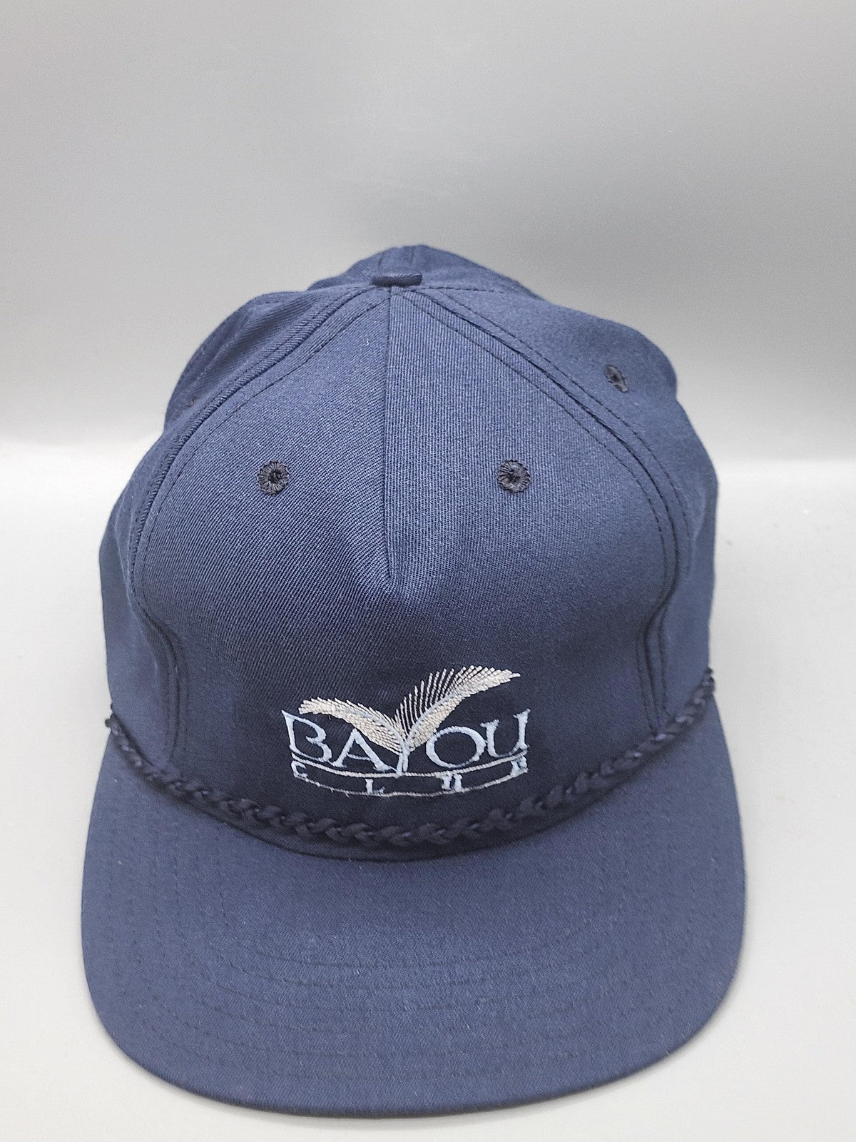 Vintage Bayou Club Hat Cap Snap Back Mens M Blue Rope Baseball Golf New Era 80s
