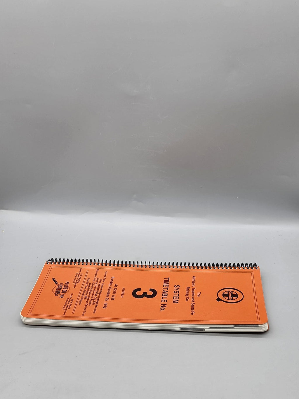 Vintage Atchison Topeka Santa Fe Railway System Timetable No 3 Orange 1992 Book
