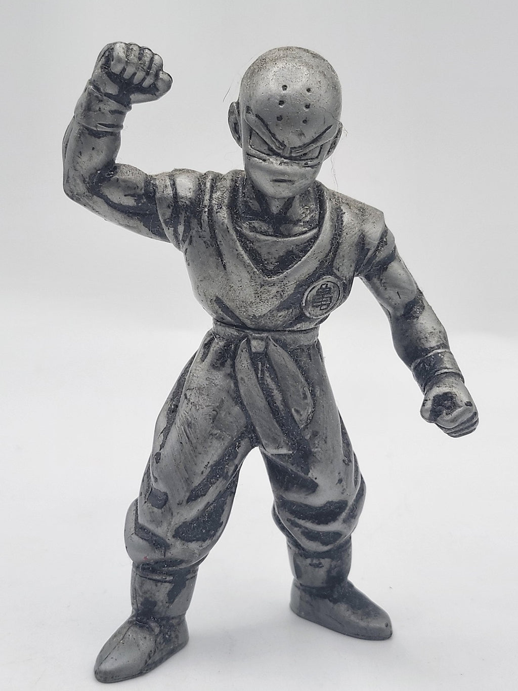 Vintage Dragon Ball Z Krillin Action Figure Silver Plastic Toy Loose Anime