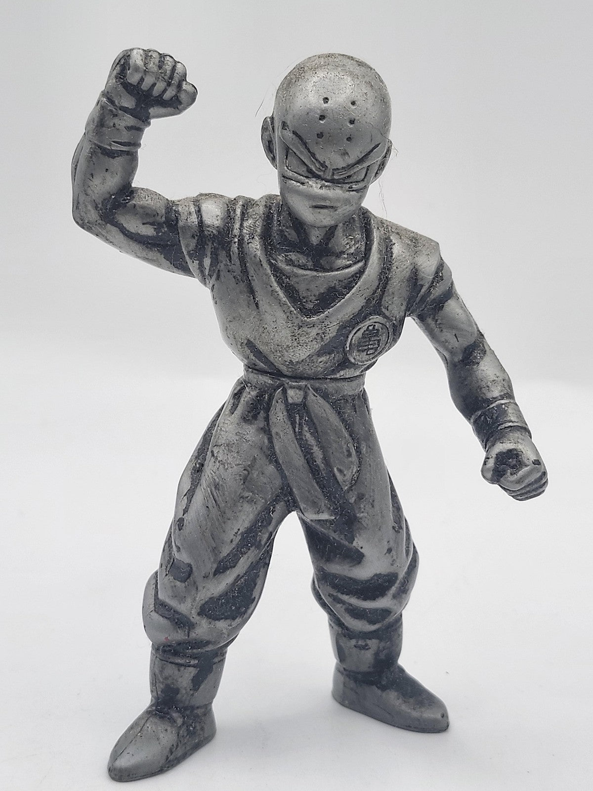 Vintage Dragon Ball Z Krillin Action Figure Silver Plastic Toy Loose Anime
