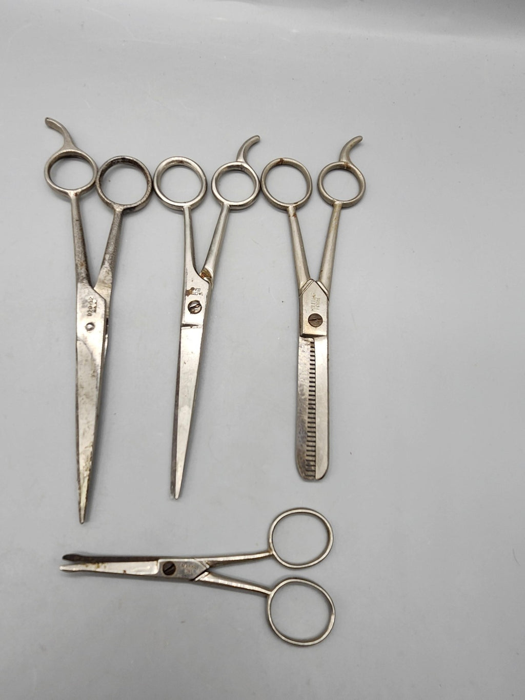 Vintage Millers Forge Barber Hair Cutting Thinning Shears Set 4 Pc 6in Silver