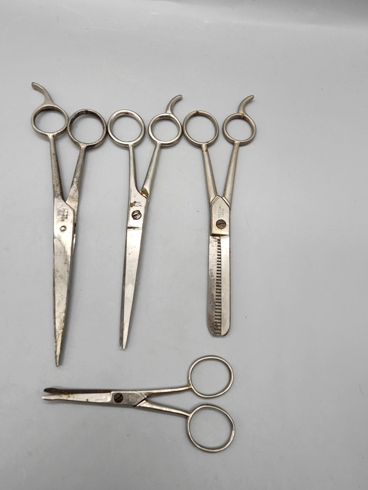Vintage Millers Forge Barber Hair Cutting Thinning Shears Set 4 Pc 6in Silver