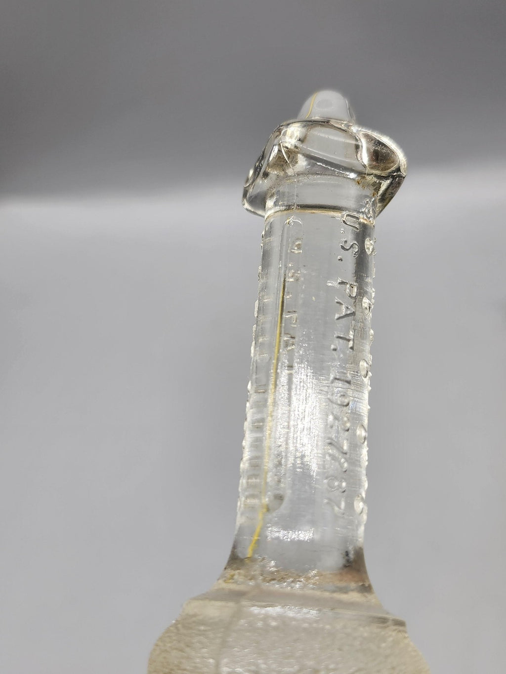 Vintage Glass Medical Laboratory Pipette Stopper Clear U.S. Patent Glassware