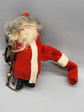 Vintage Santa Claus Fabric Figurine Small Red Coat Fur Trim 1978 Christmas Retro