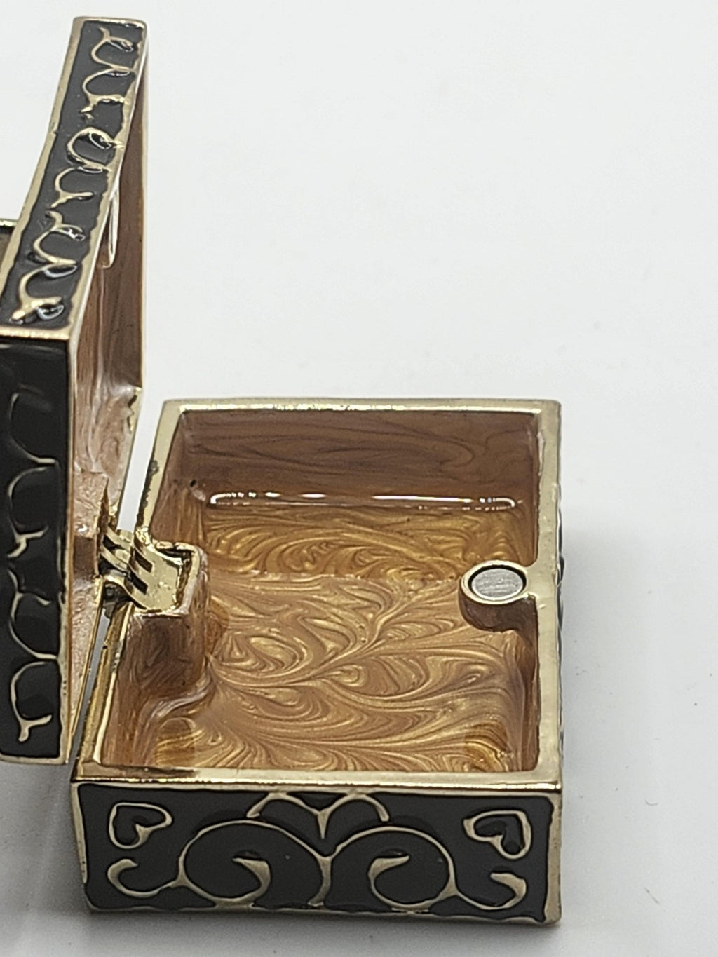 High Heel Shoe Trinket Box Small Black Gold Red Crystal Hearts Decor Romantic