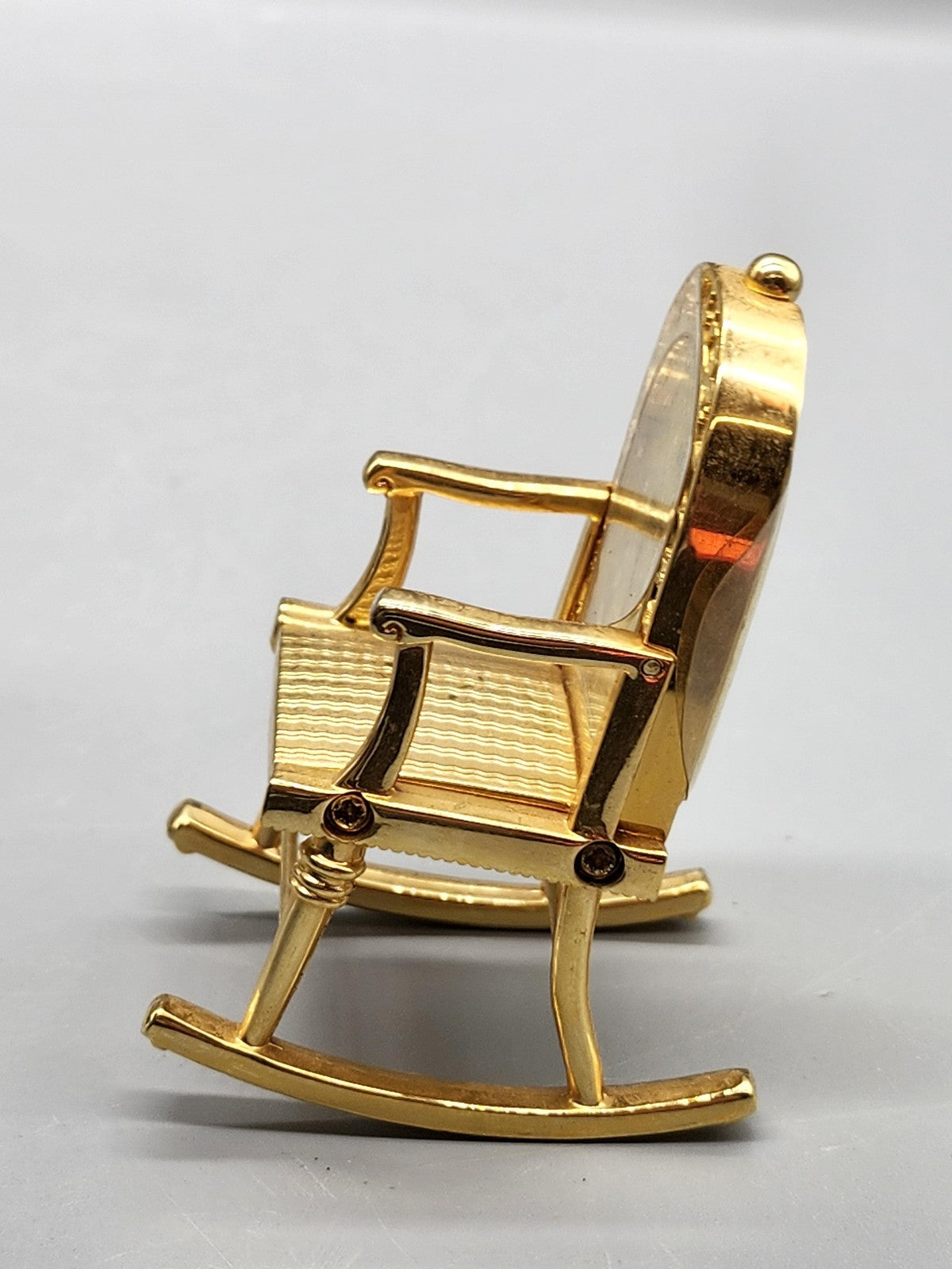 Vintage Timex Rocking Chair Table Clock Small Gold Metal Quartz Analog Decor