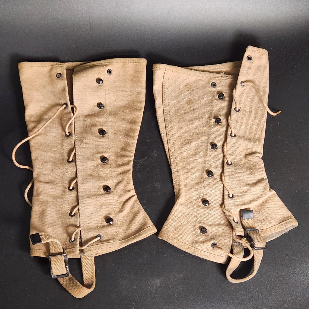 Vintage 1943 Gregory & Read Canvas Leggings Gaiters Khaki WW2 US Military Pair