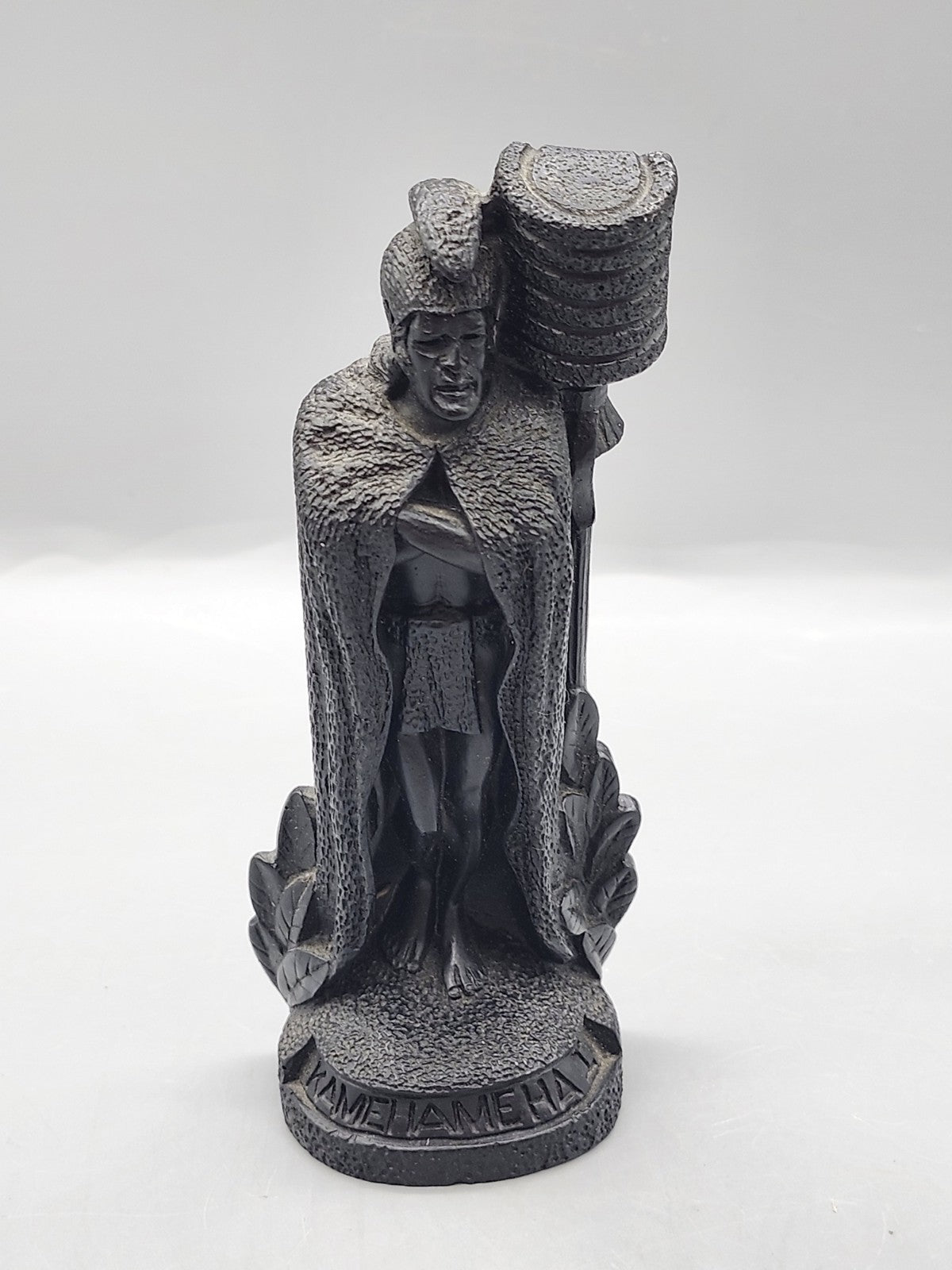 Vintage Coco Joe's Hawaii Kamehameha Tiki Statue Figurine Black Lava Look