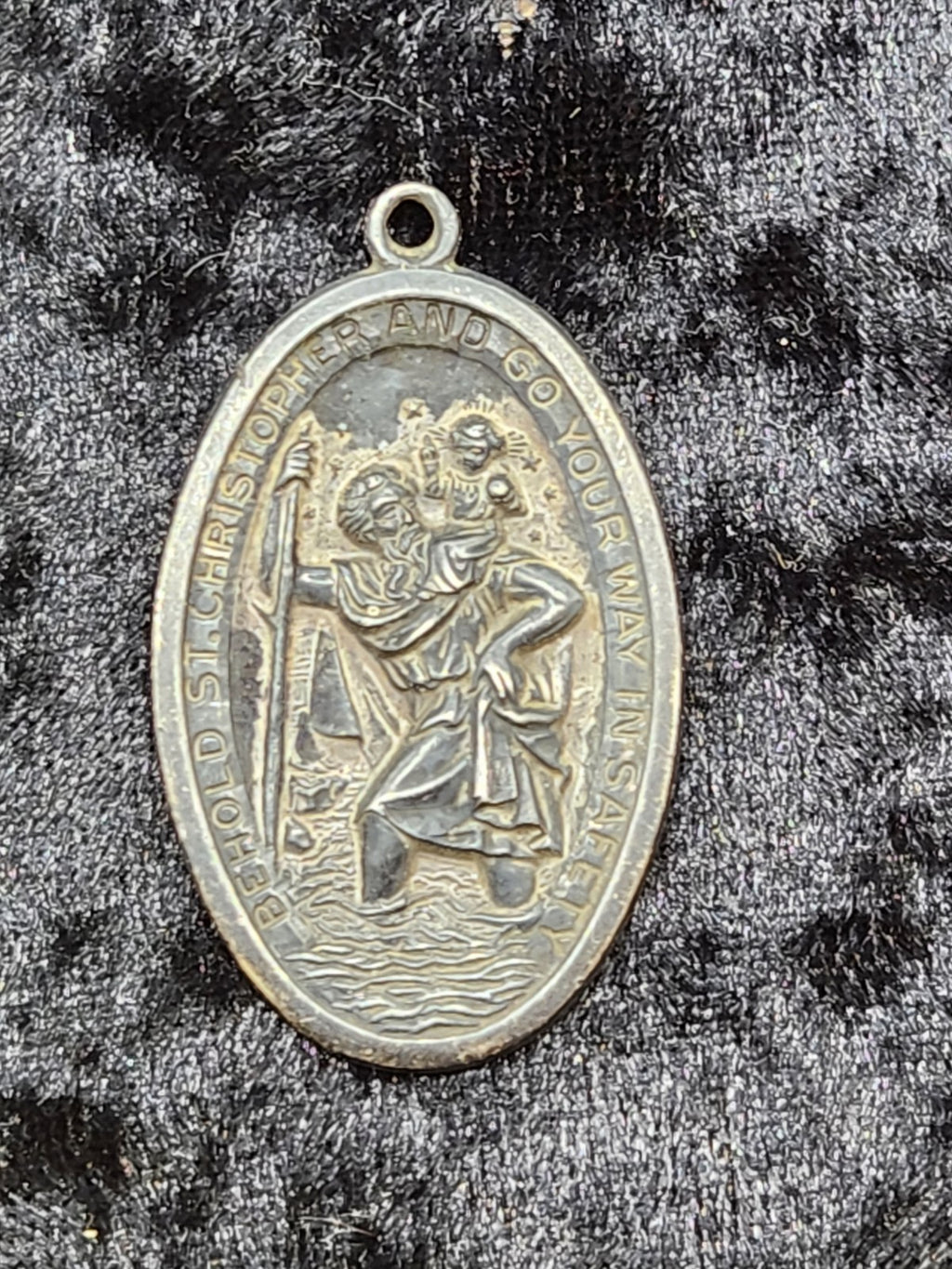 Vintage Sterling St Christopher Religious Medal Pendant Catholic Travel Charm...