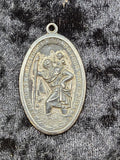 Vintage Sterling St Christopher Religious Medal Pendant Catholic Travel Charm...
