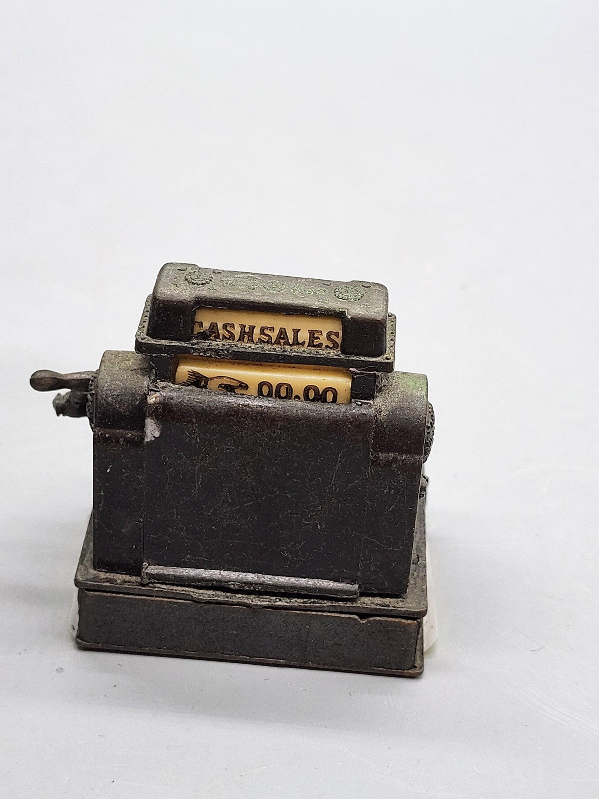 Vintage Cash Register Pencil Sharpener Mini Bank Tin Metal Hong Kong Desk Decor