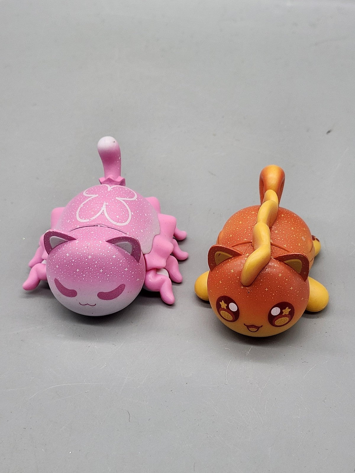 Bonkers Toys Cat Critter Vinyl Figure Lot 2 Pink Orange Glitter Animals Toy