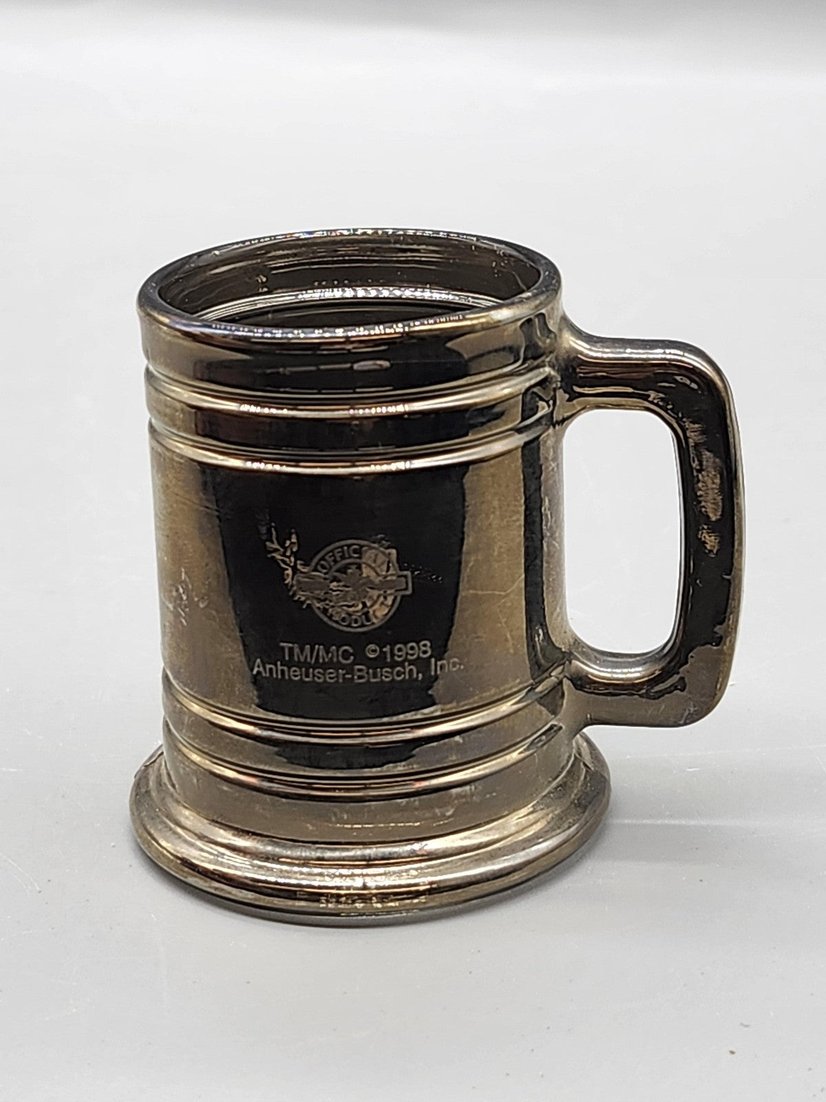 Vintage 1998 Budweiser Mini Stein Mug Silver Tone Metal Beer Decor Collectible