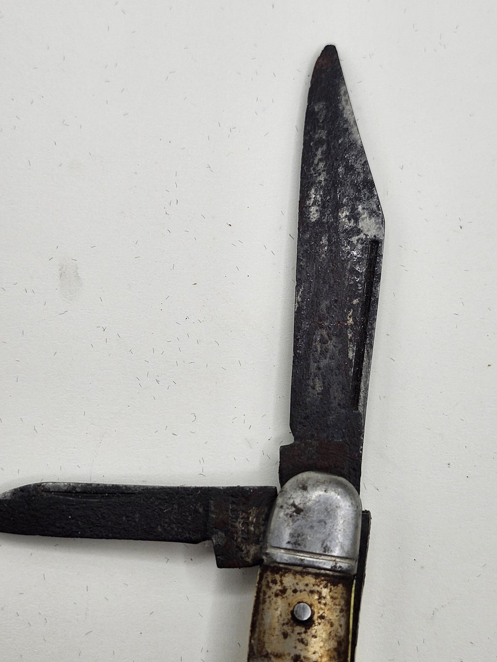 Vintage Metal Pocketknife 2 Blade Clip Point Silver Tone Folding Slipjoint EDC