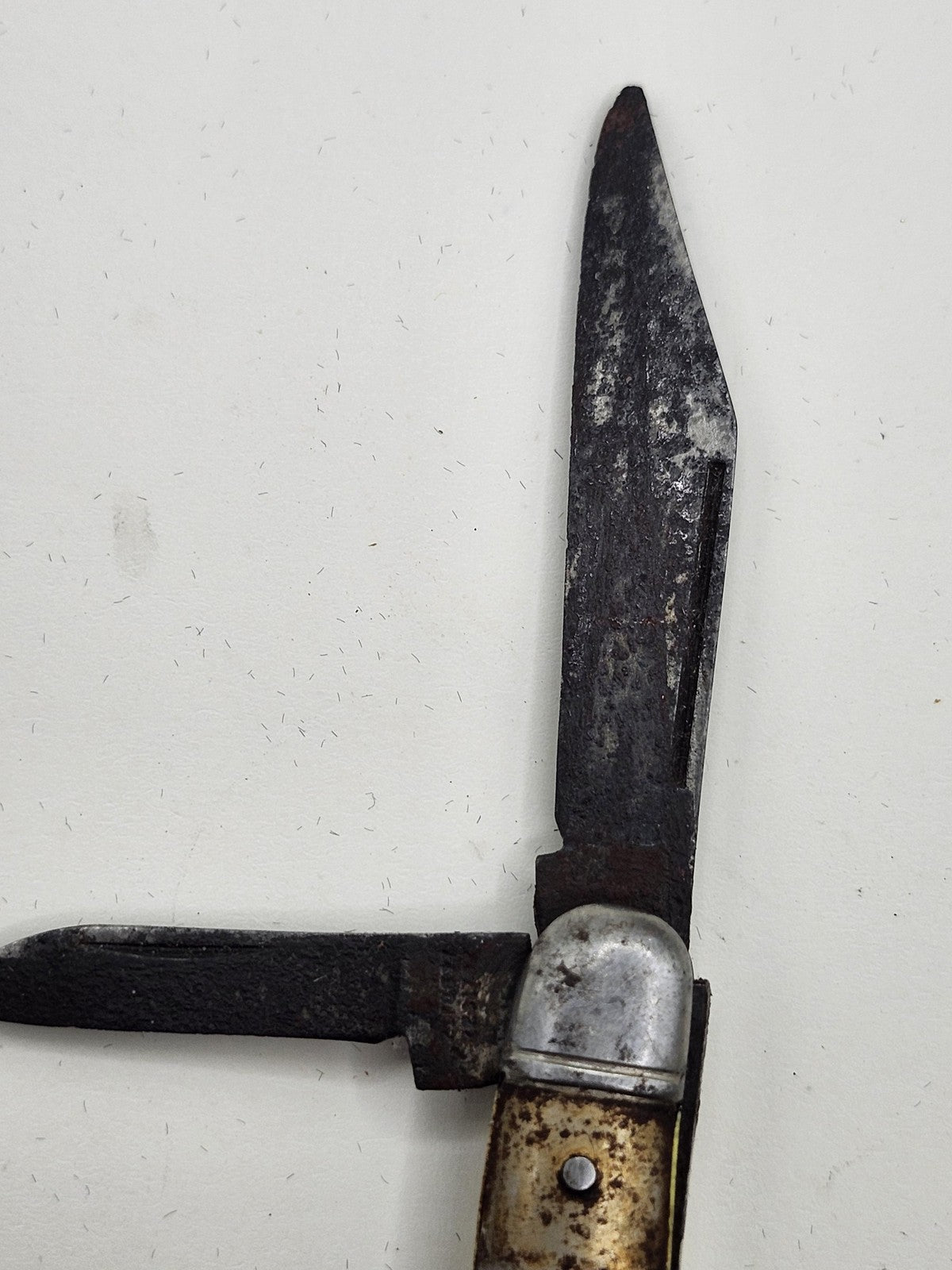 Vintage Metal Pocketknife 2 Blade Clip Point Silver Tone Folding Slipjoint EDC