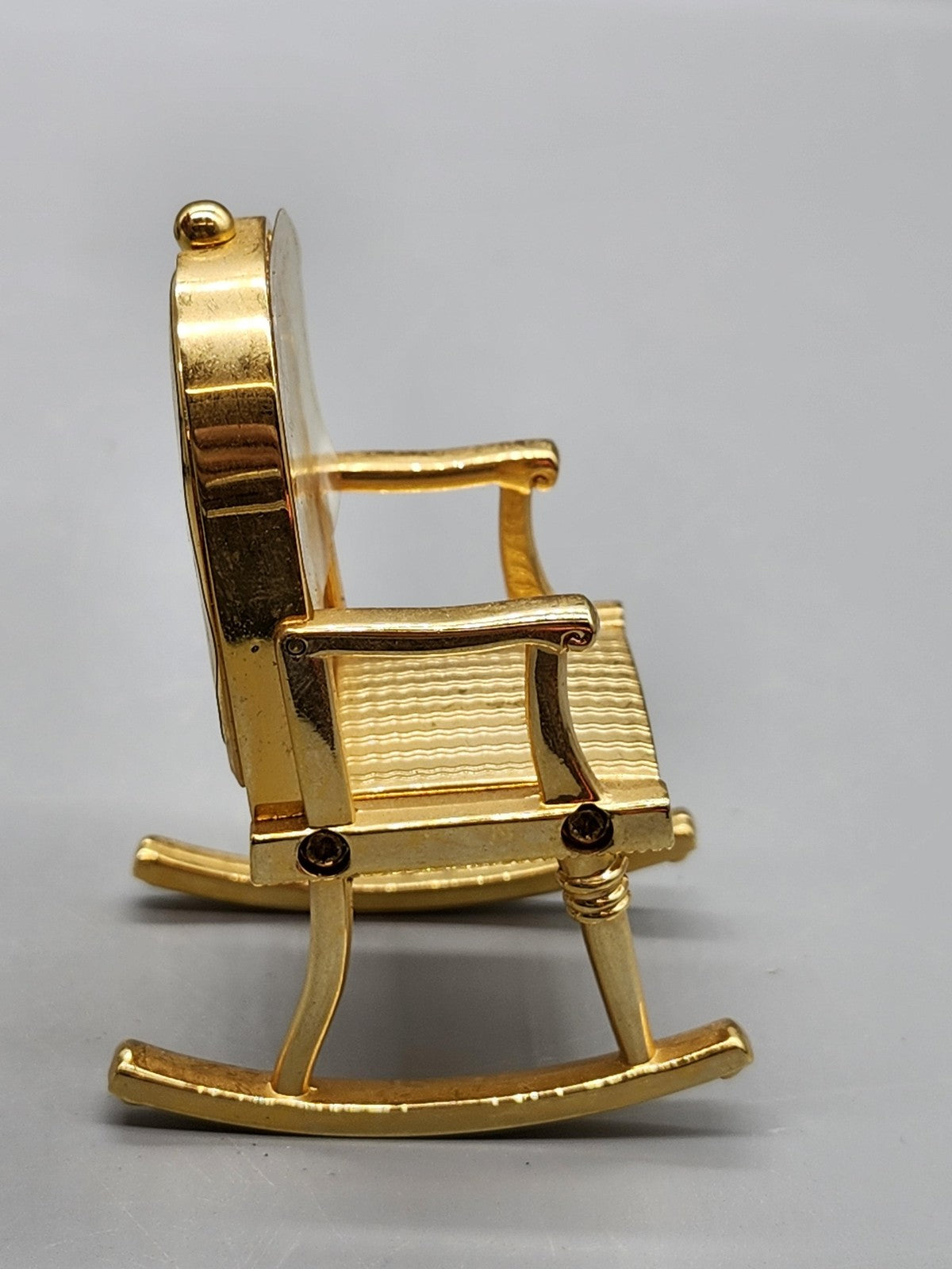 Vintage Timex Rocking Chair Table Clock Small Gold Metal Quartz Analog Decor