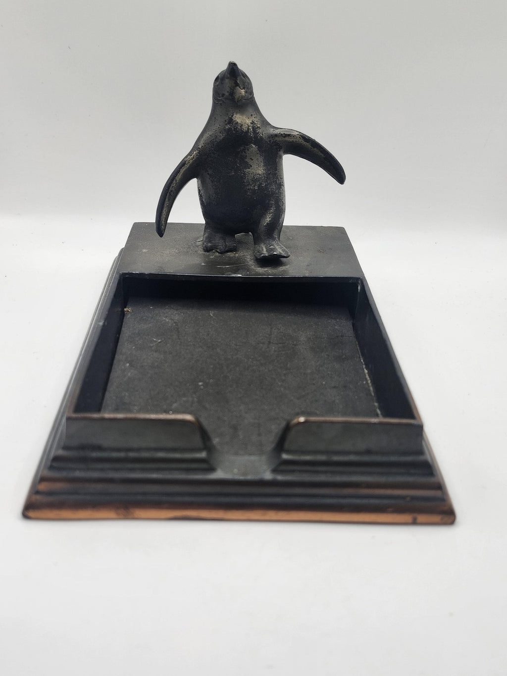 Vintage Republic Coal & Coke Co Penguin Desk Tray Black copper cast Advertising