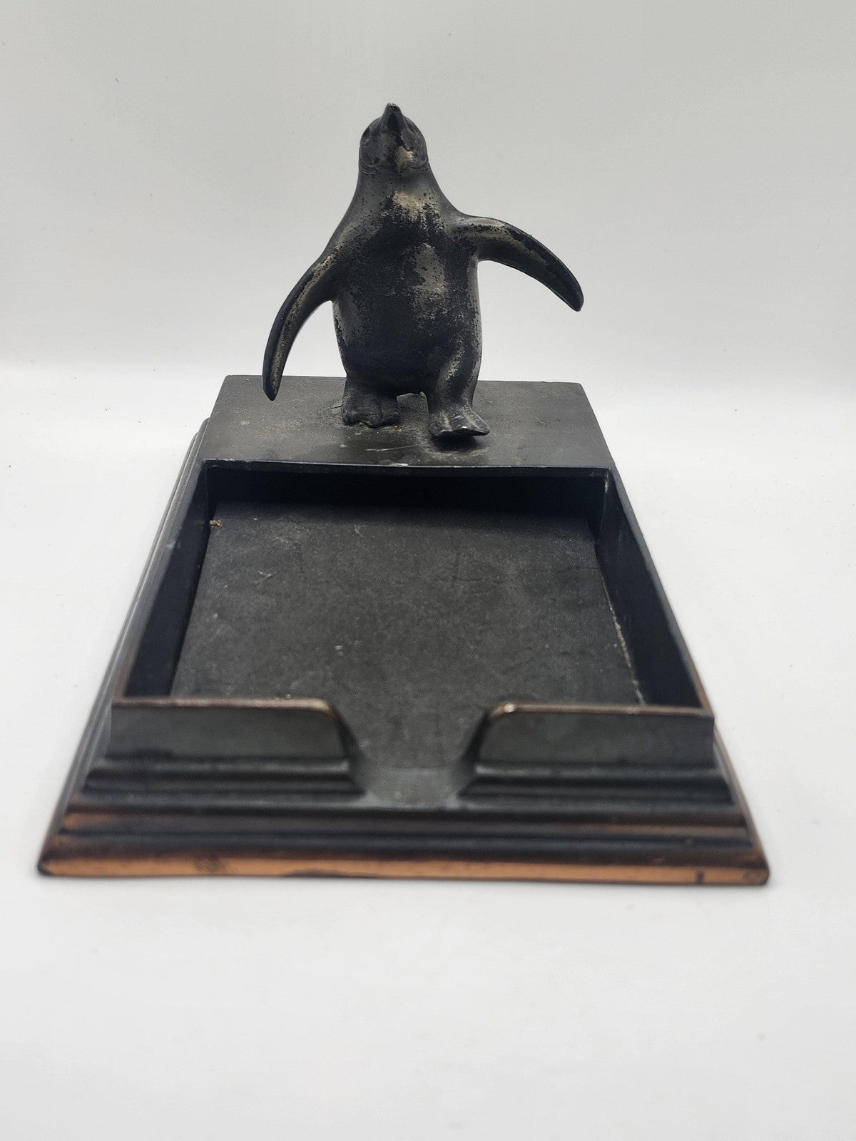 Vintage Republic Coal & Coke Co Penguin Desk Tray Black copper cast Advertising