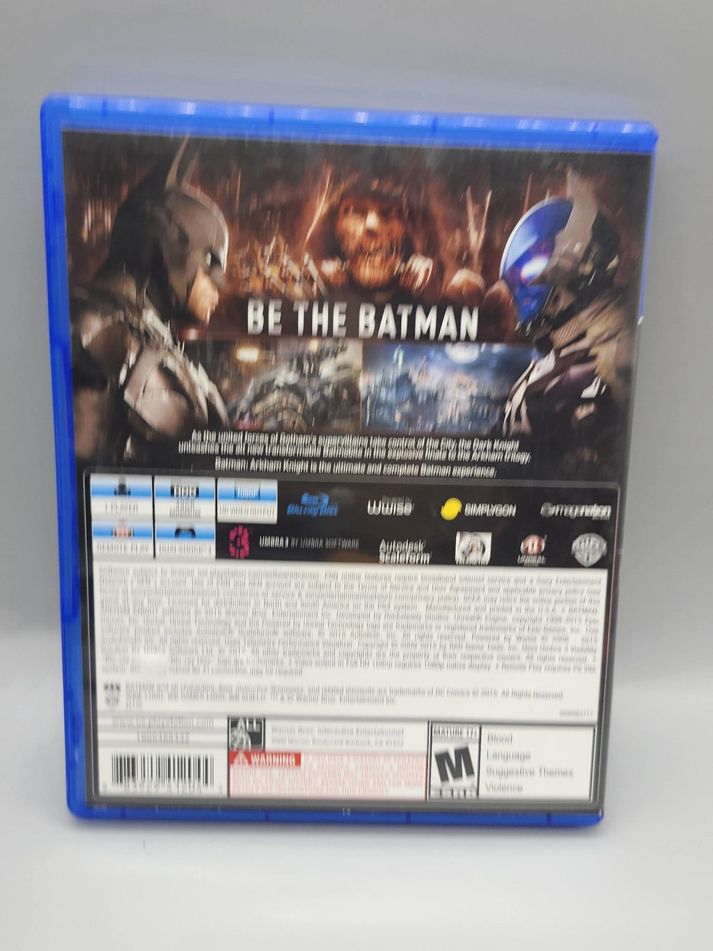 Batman Arkham Knight PlayStation 4 PS4 Game M WB Games NTSC-U/C 2015 Blue Case