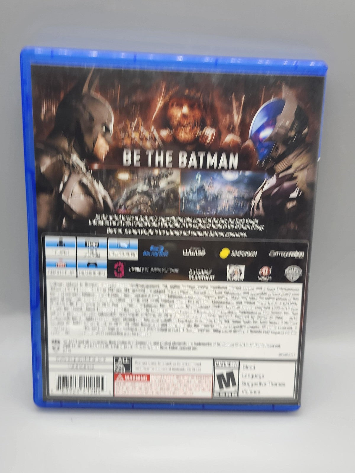 Batman Arkham Knight PlayStation 4 PS4 Game M WB Games NTSC-U/C 2015 Blue Case