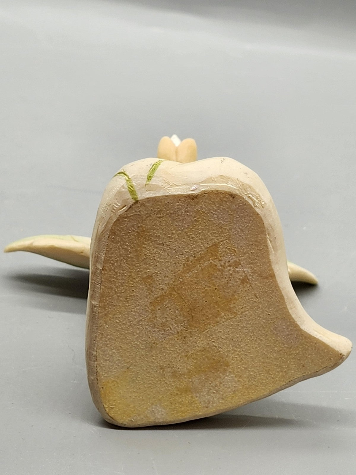Kneeling Angel Figurine Small Beige Green Bird Floral Resin Rustic Home Decor